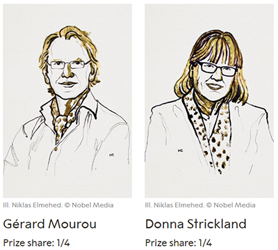 Inventors of chirped pulse amplification (Courtesy of Nobel Media)