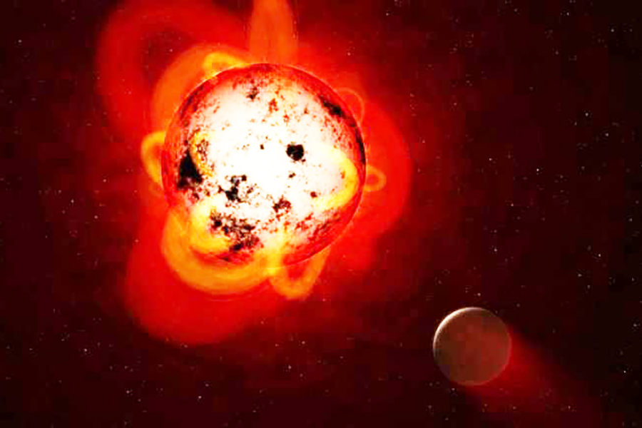 A rocky planet orbits the red dwarf star Proxima Centauri (Courtesy of NASA, ESA, G. Bacon STSci)