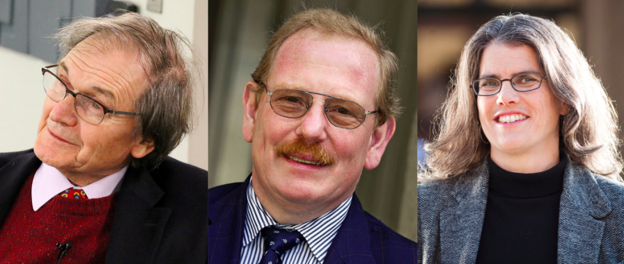 2020 Nobel Prize in Physics winners Roger Penrose (left), Reinhard Genzel, and Andrea Ghez (Photo Physics World)
