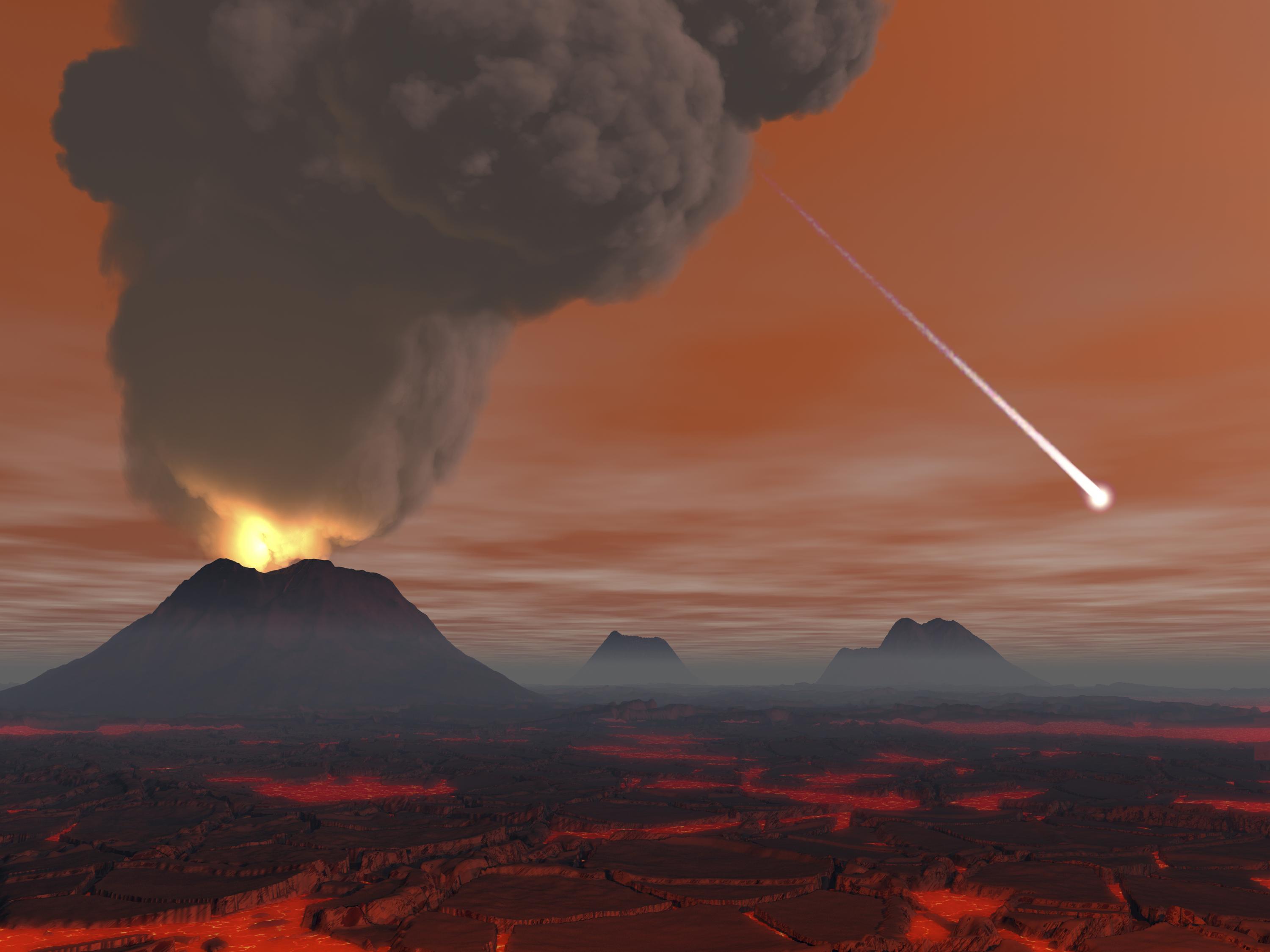Сколько действующих вулканов было на планете маленького. Катархей Эра. Катархей Архей. Катархей атмосфера. Архейская Эра метеориты.