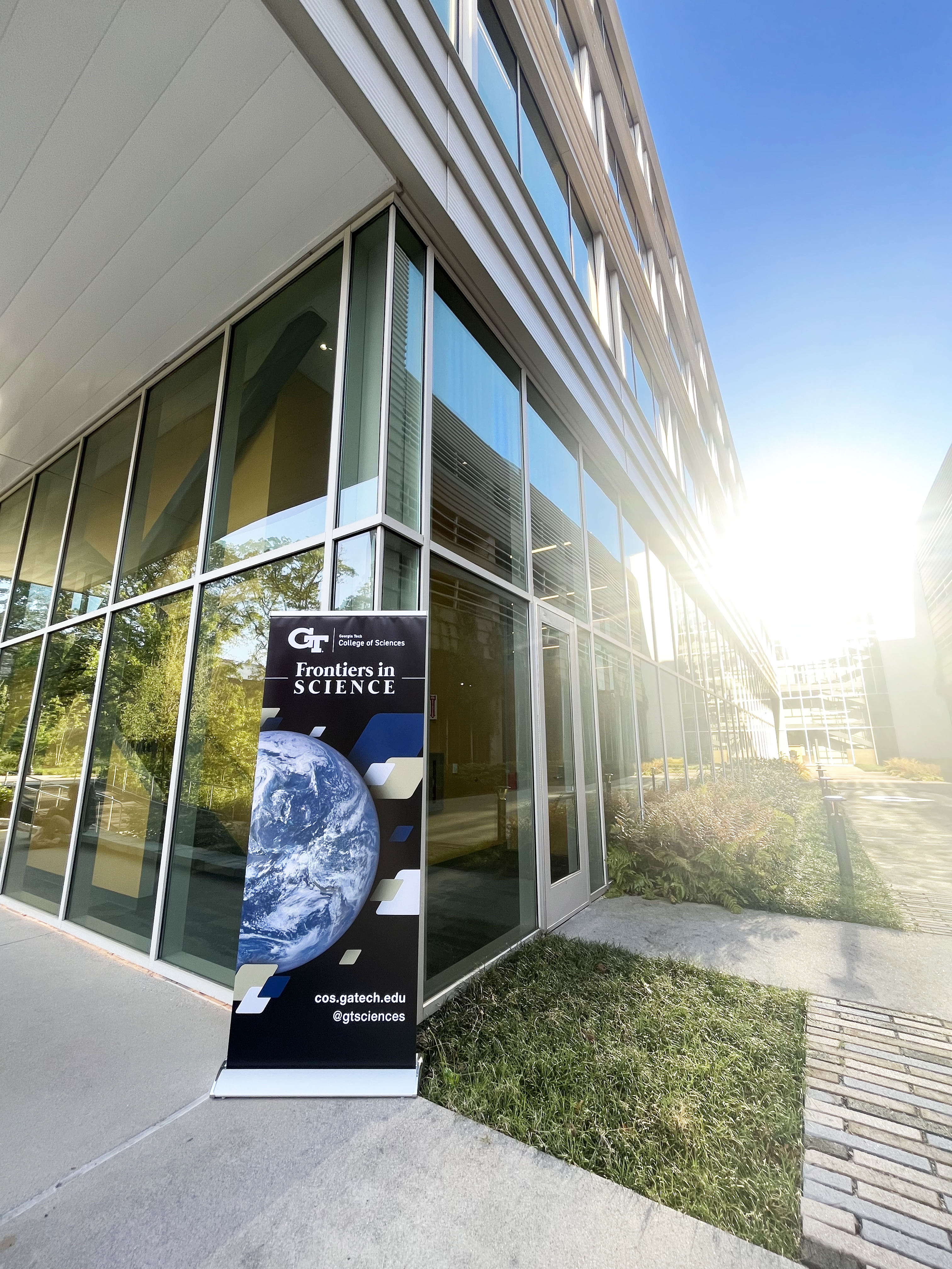 Frontiers in Science Banner Outside at Sunrise