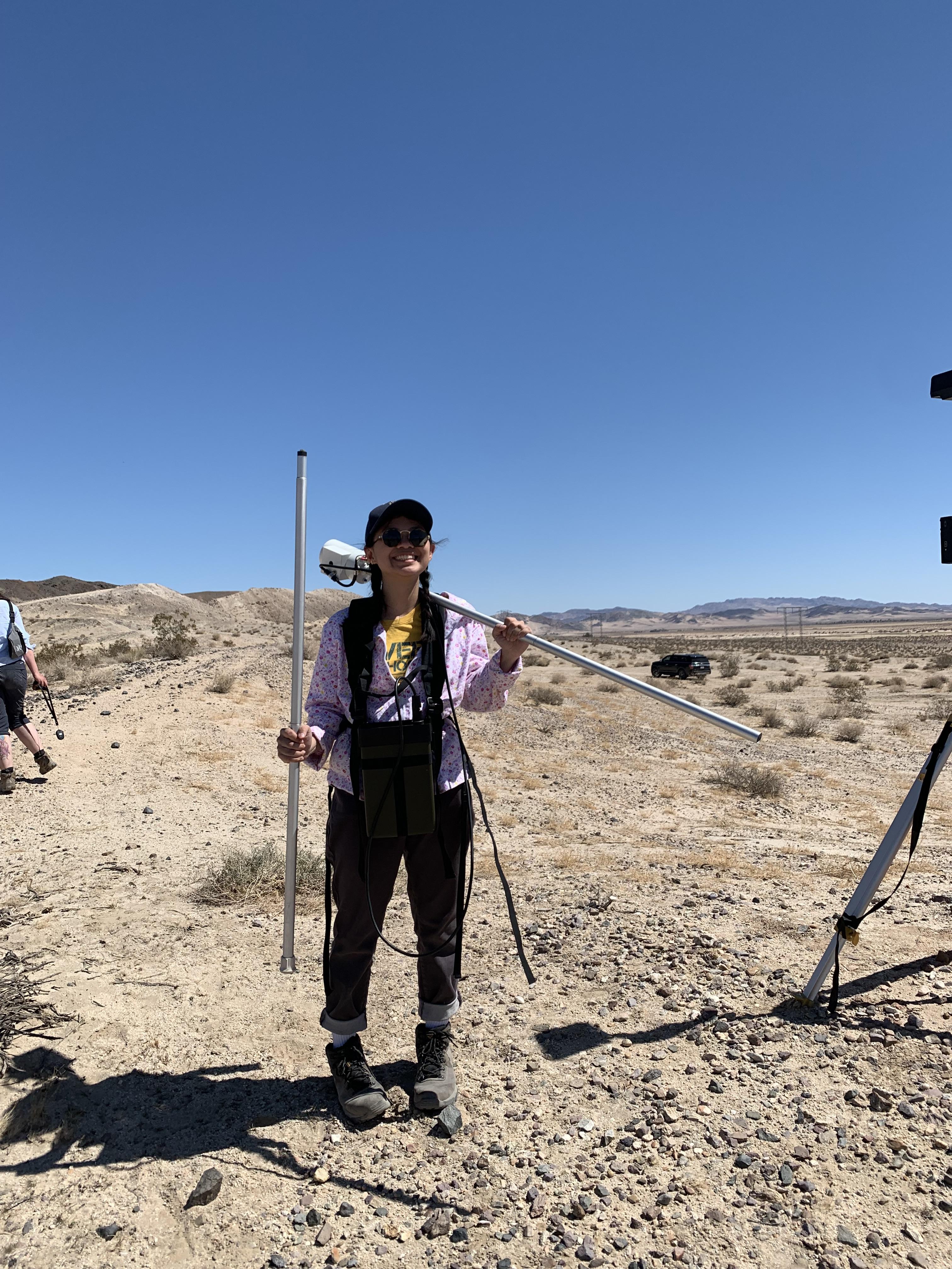 Graduate SGA President Kiera Tran did research in Mojave Desert, California using geophysical methods to detect geological features. Tran is studying melting glaciers in Antartica and enjoys getting to collect data in the field.  