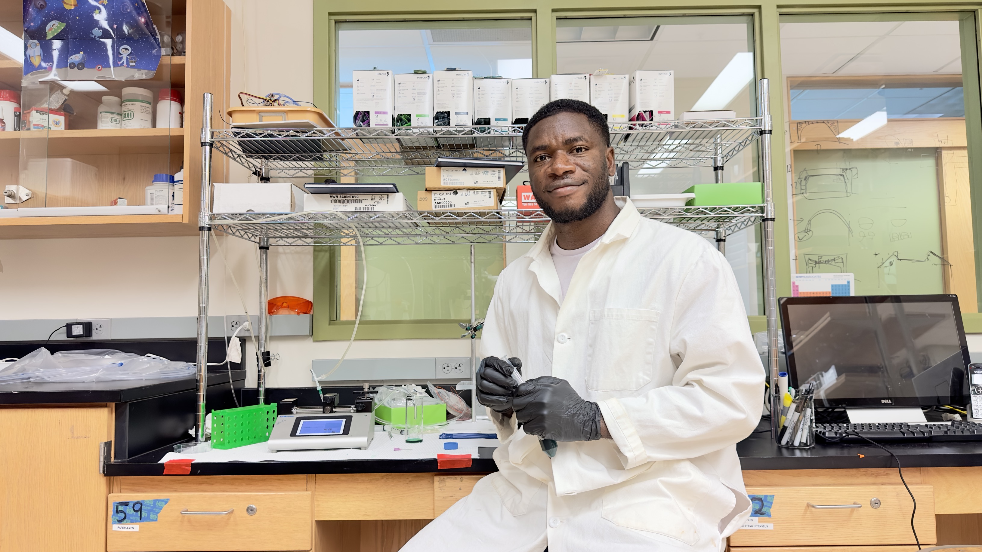 Augustine Atta Debrah, a second-year Chemistry Ph.D. student in Stockton’s Lab, is playing a key role in the research.