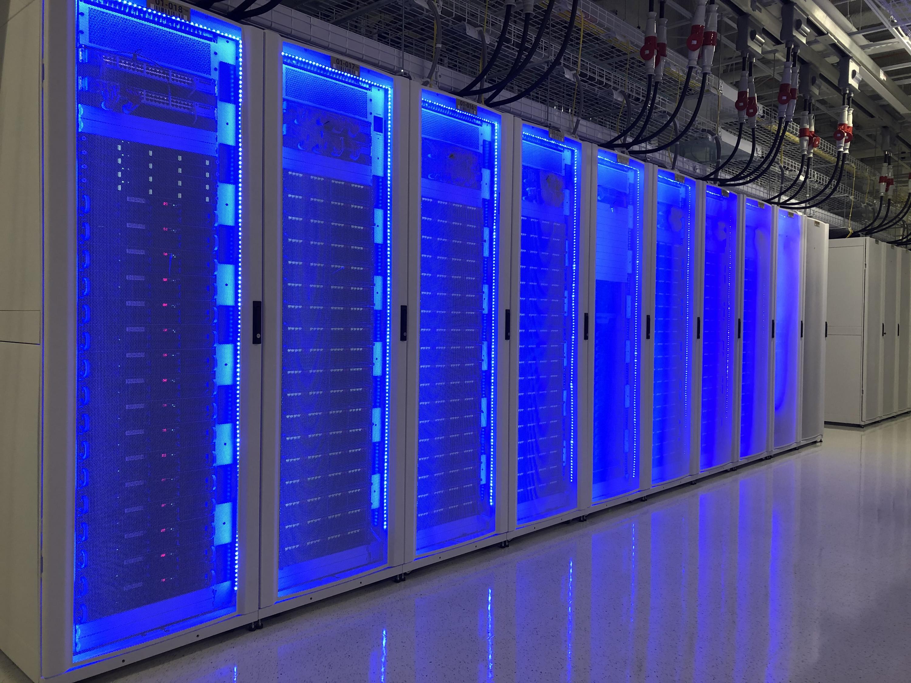 The initial development of AF2Complex was done at the Partnership for an Advanced Computing Environment (PACE) computing center of Georgia Tech, pictured here in the Coda Data Center. Credit: Paul Manno/PACE.