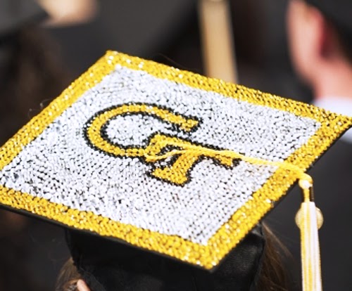 A bedazzled GT graduation cap