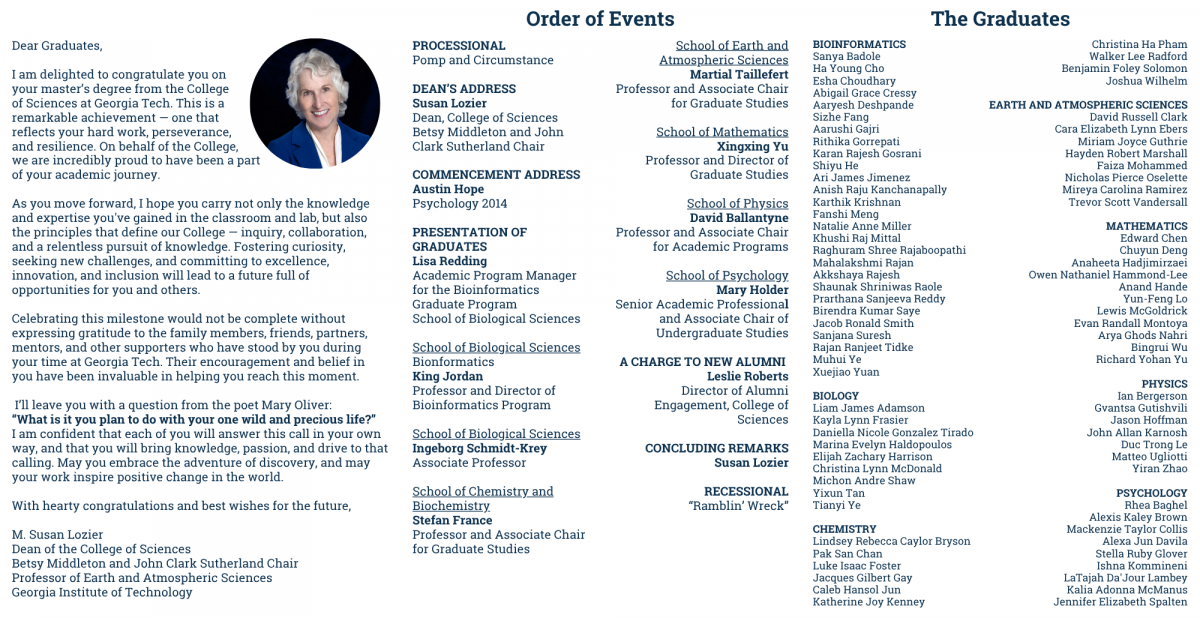 Spring 2026 Graduation Celebration Program Page 2