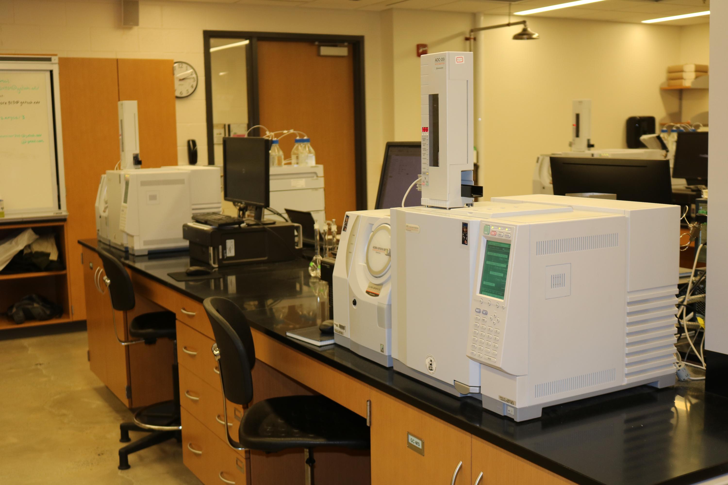 Equipment purchased with Tech Fee funds stands ready in Christy O’Mahony’s Analytical Chemistry lab. (Photo Renay San Miguel)