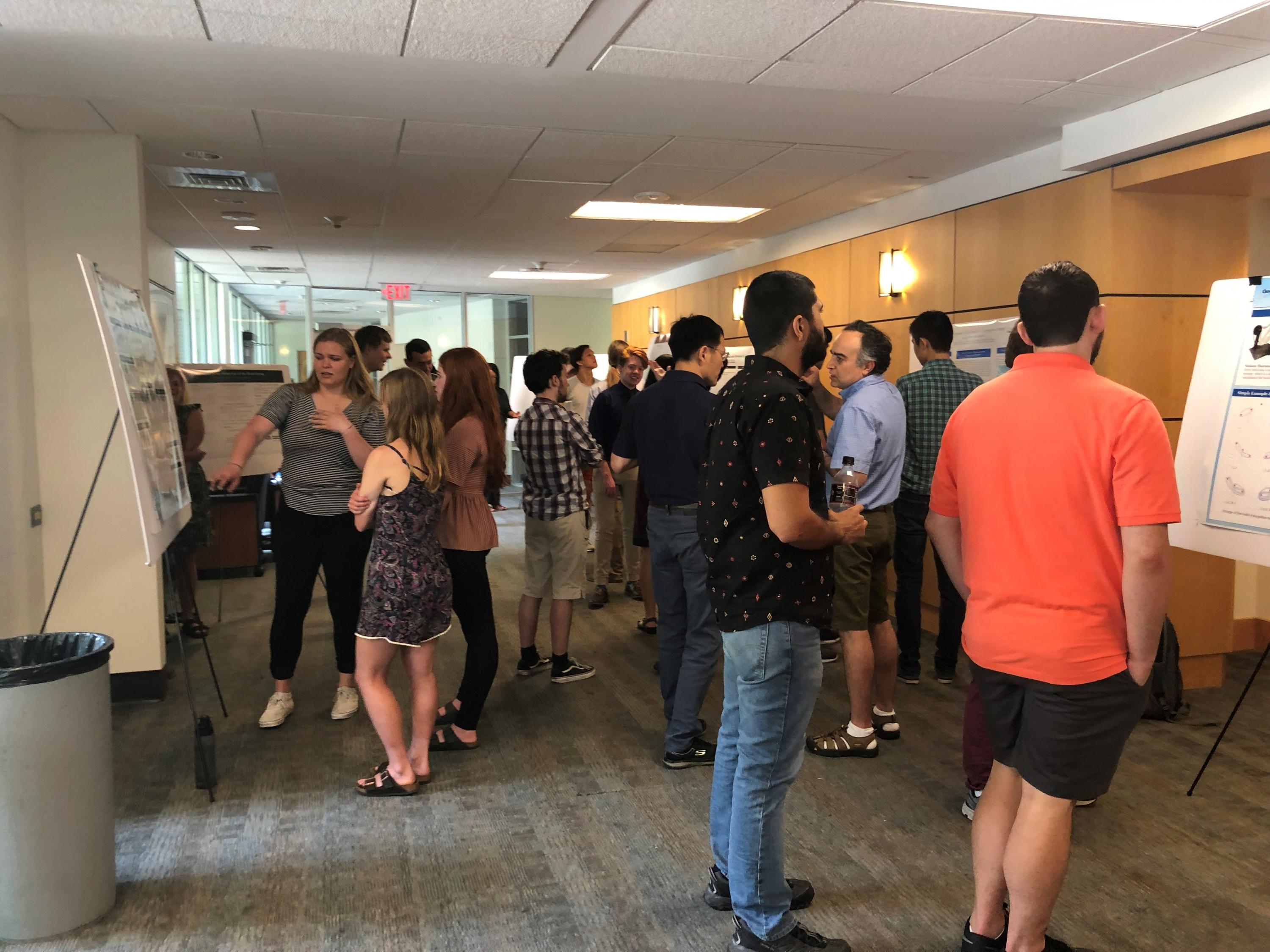 Undergraduates present their research during the School of Math's Summer REU 2019 poster session (Photo by Yasmine Bassil)