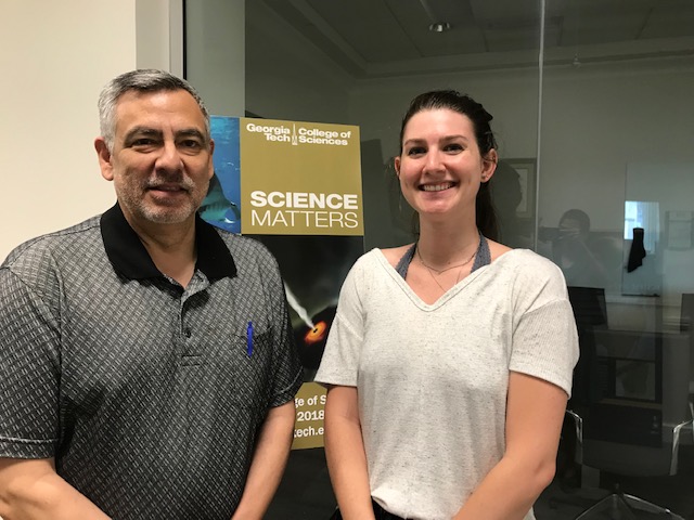 Courtney Moore with ScienceMatters host Renay San Miguel (Photo by Maureen Rouhi)