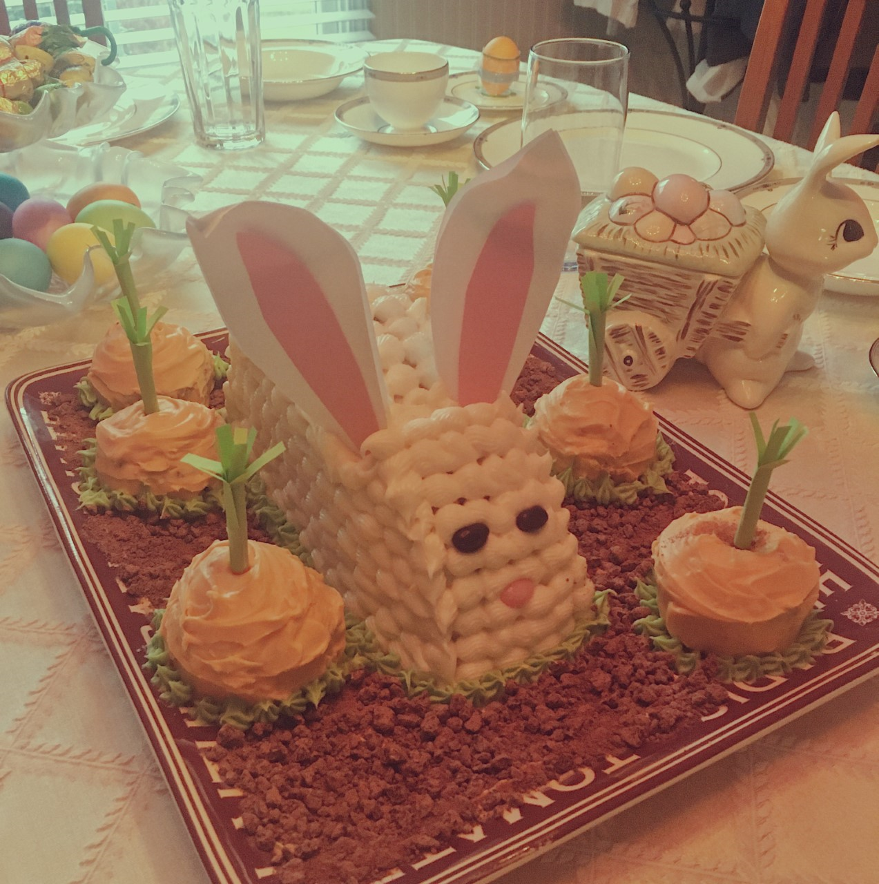 This cake for Easter is one of many desserts that Martin has baked this summer. 