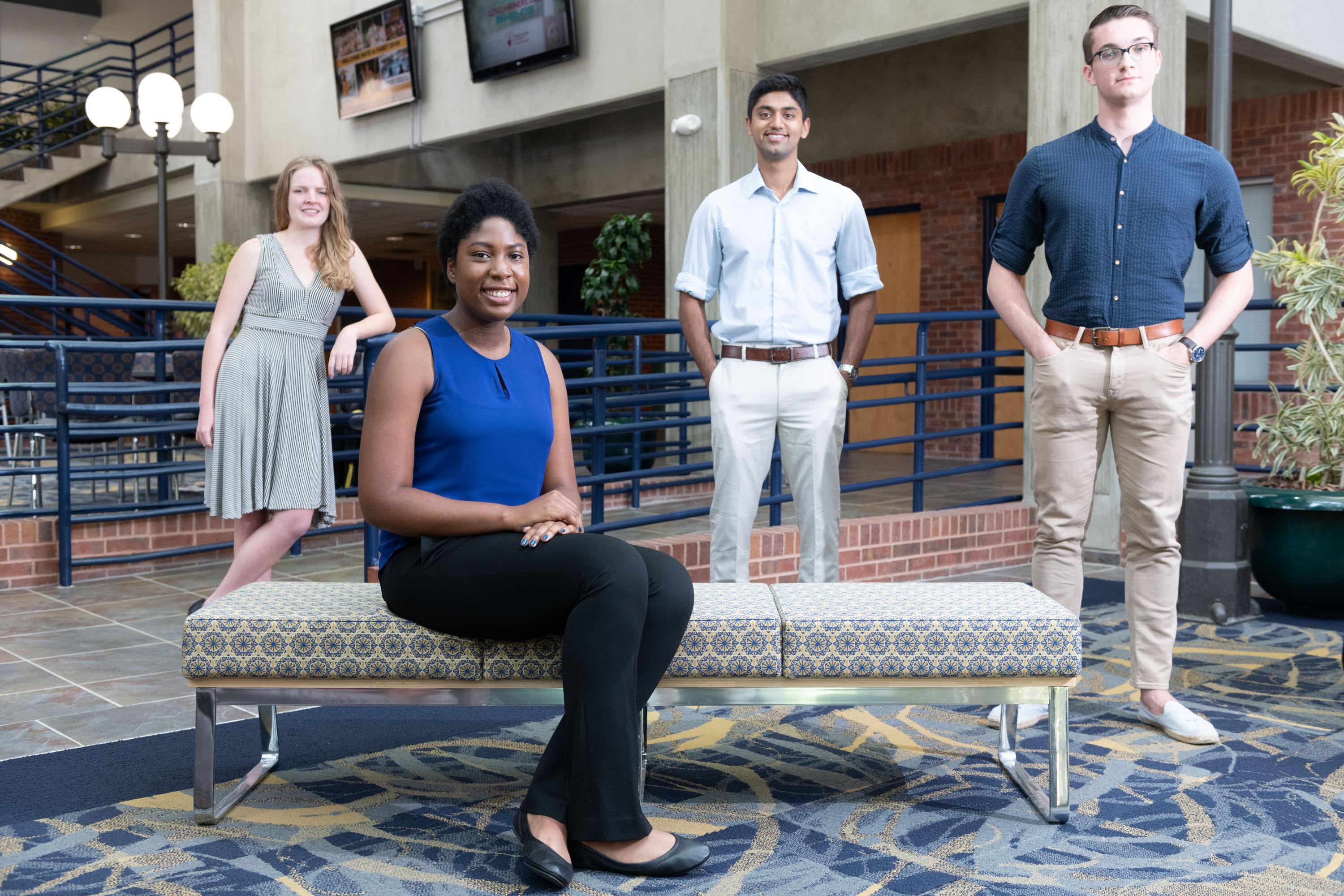 Katherine Ferguson, from left, Kia Clennon, Justin Goveas and Collin Spencer (right) are part of a group of Georgia Tech students who worked to bring a mental health awareness event to campus.