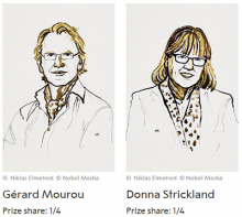 Inventors of chirped pulse amplification (Courtesy of Nobel Media) Inventors of chirped pulse amplification (Courtesy of Nobel Media)