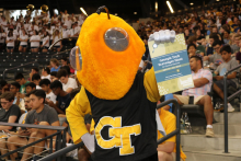 Buzz with a scavenger hunt playing card (Photo by Renay San Miguel) Buzz with a scavenger hunt playing card (Photo by Renay San Miguel)