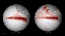 El Nino globe images 1997 and 2015 El Nino globe images 1997 and 2015