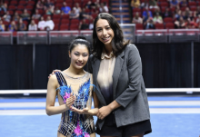 Elena Shinohara receives the Sportsperson of the Year Award from Rebecca Sereda (Credit: USA Gymnastics) Elena Shinohara receives the Sportsperson of the Year Award from Rebecca Sereda (Credit: USA Gymnastics)