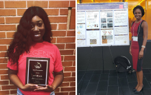 Award-winning undergraduate researchers Kelsey Walker (left) and Peace Olaniran Award-winning undergraduate researchers Kelsey Walker (left) and Peace Olaniran