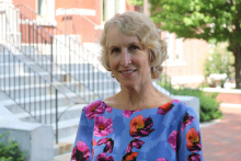 Susan Lozier, dean of the Georgia Tech College of Sciences. (Photo by Renay San Miguel) Susan Lozier in front of Tech Tower