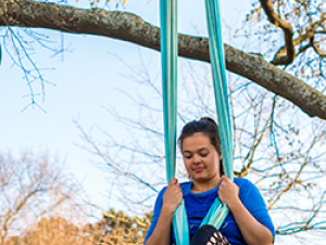 Harper Doherty, artist on aerial silks