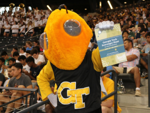 Buzz with a scavenger hunt playing card (Photo by Renay San Miguel)