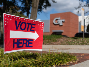Voting at McCamish Pavilion in October 2020