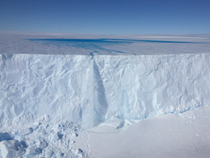 Meltwater lake on the Sørsdal Glacier. (Photo: Dave Lomas)
