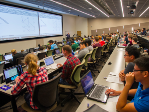Students in Clough lecture hall
