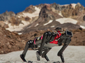 The LASSIE Project’s robot, dubbed Spirit, can “feel” and interpret surface force responses via leg-terrain interactions, assisting planetary scientists with data collection at Oregon’s Mount Hood, a lunar-analog site. (Justin Durner/LASSIE Project)