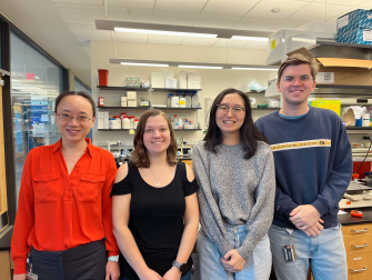 The Han Lab: (from left to right) Liang Han, Katy Lawson, Rossie Nho, William Hancock