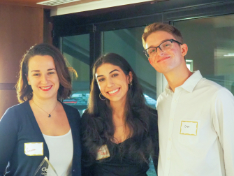 Samantha Wilson (left) with nominating students Claire Riggs and Cameron Hyde