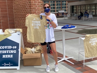 Free t-shirts and local restaurant discounts are popping up at Tech's Covid-19 vaccine clinics and asymptomatic surveillance testing sites on campus.